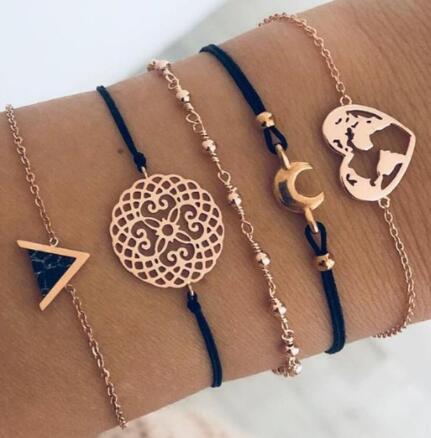 Womens Bracelet Sets Alloy Anklet Star Moon Design Romantic Jewelry For Women Girls Charm Fashion Elegant Cute