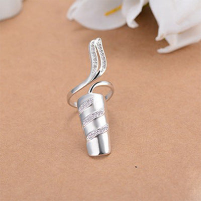 Womens Gold Plated Diamond Inlaid Nail Ring Set Korean Inspired Geometric Finger Decoration Holiday Gift For Women