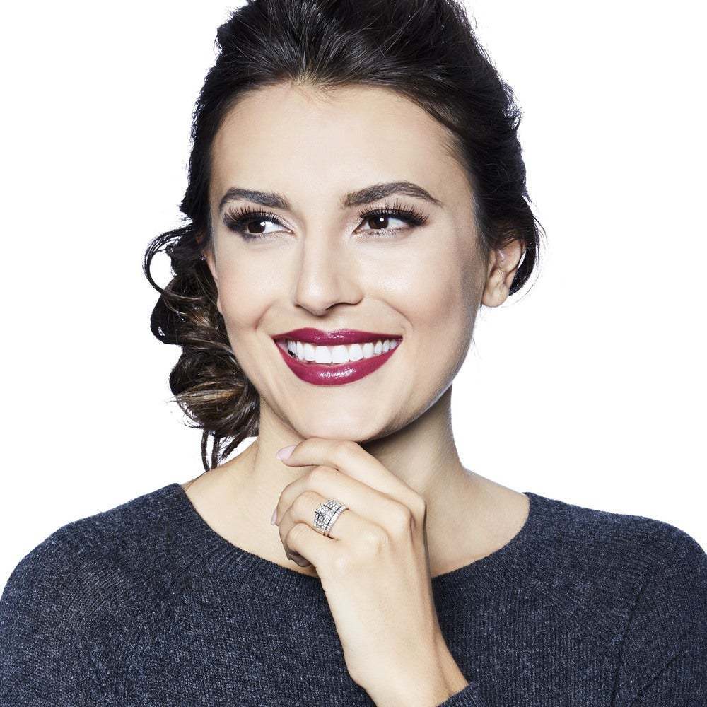 Women Diamond Simulated Square Ring Brass Plated Elegant Engagement Wedding Anniversary Fashion Jewelry Gift For Women