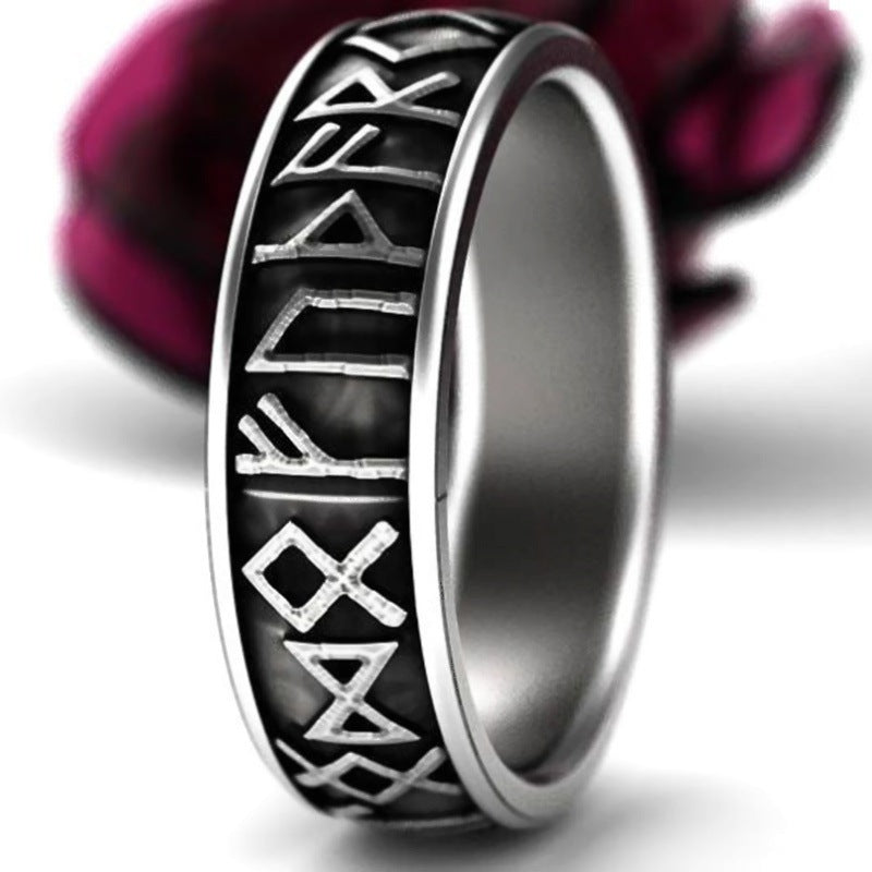 Geometric Alloy Ring Ancient Silver Electroplated Finish European Viking Fashion Unisex Ring For Men And Women