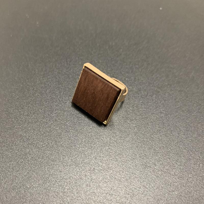 Womens Adjustable Ring Square Wood Inlaid Gemstones Gold Silver Plated Alloy European American Ring Artificial