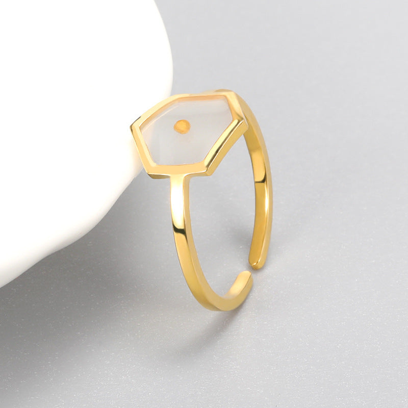 Adjustable Geometric Ring Copper Gold Silver Hexagon Ring For Women And Girls Trendy Fashion Jewelry Trending