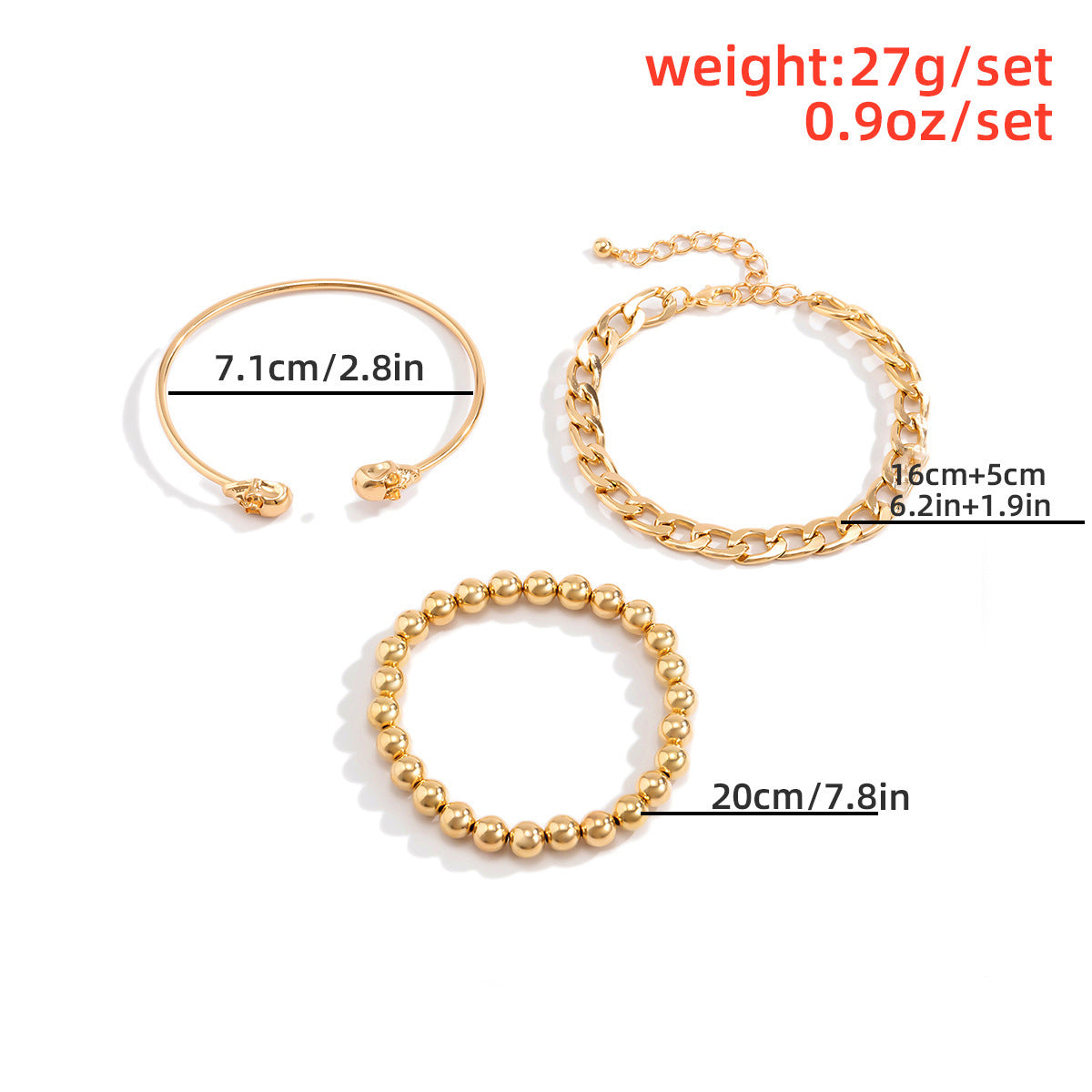 Women Punk Hip Hop Geometric Skull Hollow Chain Bracelet Unique Gift For Travel Anniversary For Her Style Pick