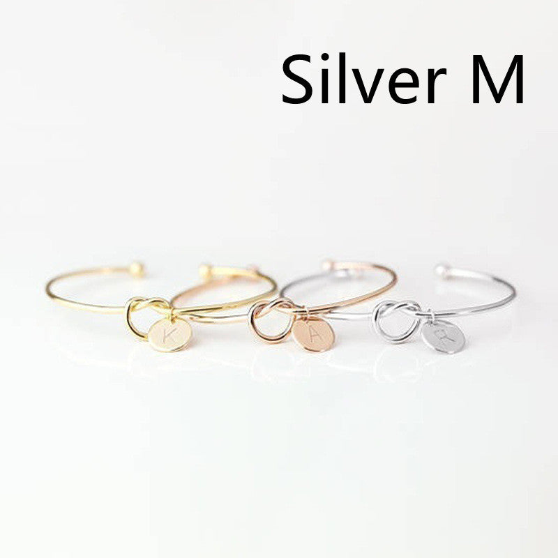 Womens Alloy Letter Bracelet Dead Knot Bangle Jewelry Gold