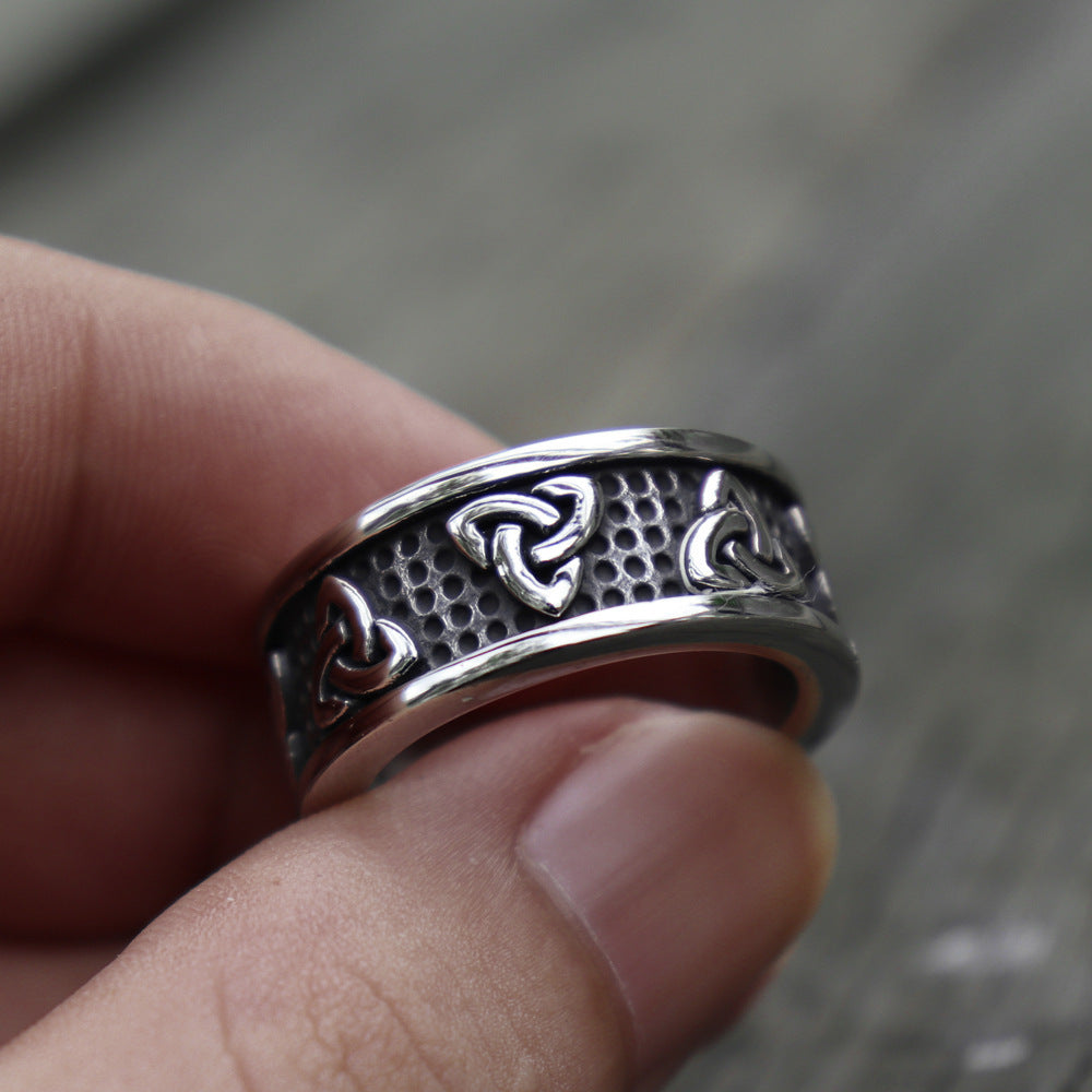 Mens Vintage Celtic Viking Geometric Ring Electroplated Alloy Band European American Fashion Gift Holiday Gift