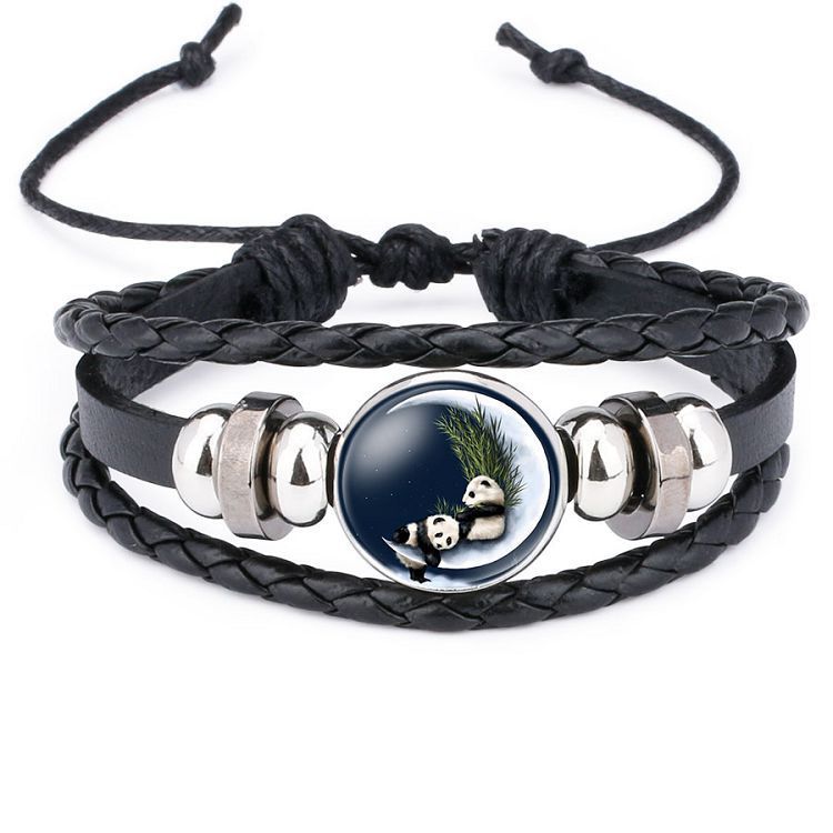 Womens Braided Leather Bracelet With Crystal Inlay Ethnic Style Adjustable Length Glass Bead Jewelry For Women
