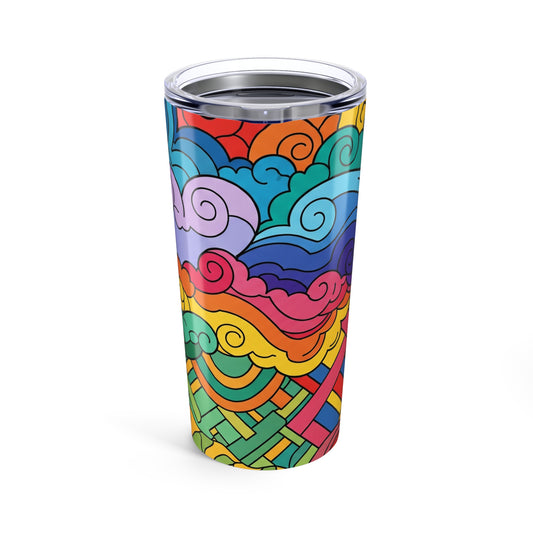 20oz Stainless Steel Printed Tumbler With Double Wall Insulation Travel Mug Spill Resistant Hot Cold Coffee Cup