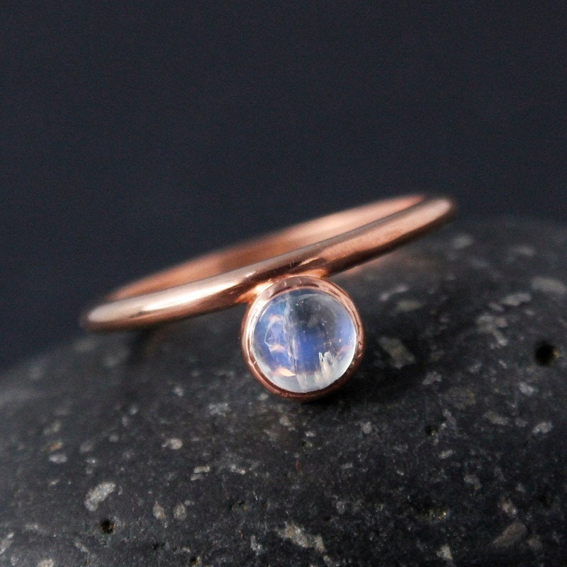 Womens Geometric Moonstone Ring 14K Gold Plated Copper Delicate Lightweight DiamondAccent Jewelry Everyday Use
