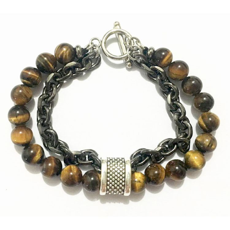 Mens Bracelet Geometric Frosted Map StoneCrystal Alloy Stainless Steel Iron Chain Fashion Jewelry Gift For Him