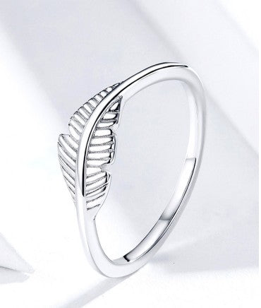 Feather Ring 925 Sterling Silver Zircon Stone Oxidized Lightweight Fashion Jewelry For Women Dainty Daily Wear