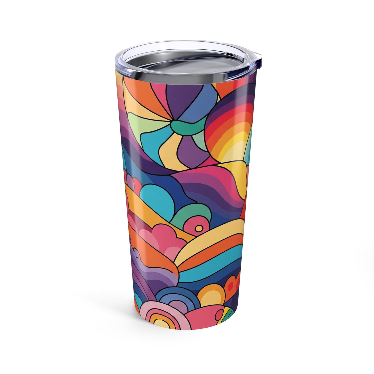 20 oz Stainless Steel Printed Coffee Cup Double Wall Vacuum Insulated Leak Proof BPA Free For Hot Cold Beverages