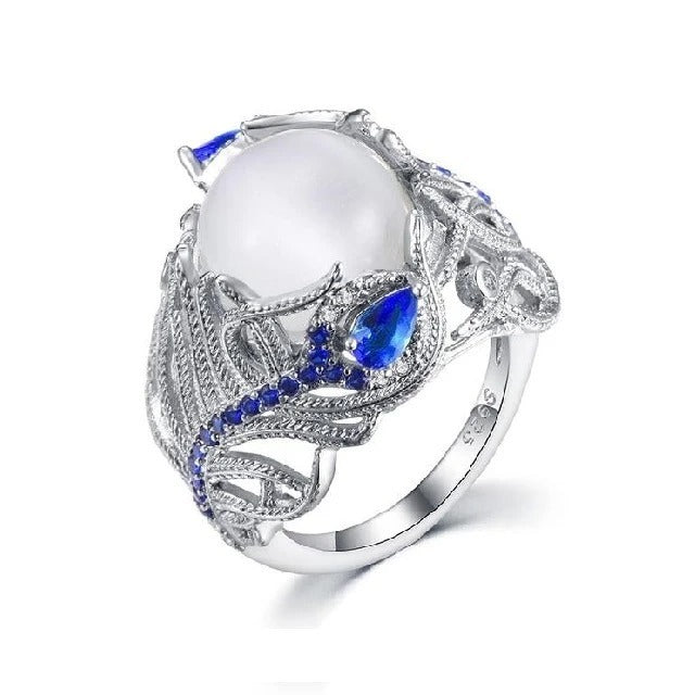 Copper Moonstone Opal Flower Ring Elegant Floral Design Durable Metal Setting For Daily Wear For Everyday Wear