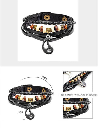 Couple Handmade Beaded Bracelets Set Matching For Him And Her Adjustable Cowhide Cord Magnetic Buckle Gift Now