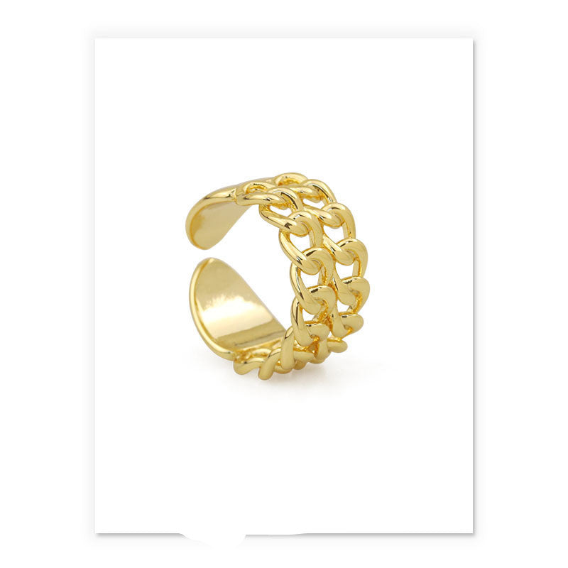 Women Openwork Braided Ring Vintage Geometrical Knuckle Rings Gold Plated Brass European American Jewelry Gift