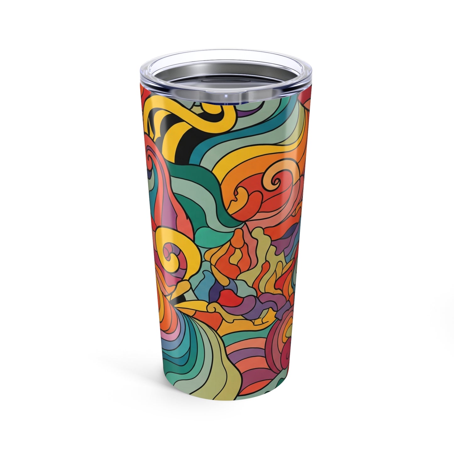 20oz Stainless Steel Travel Mug With Vacuum Insulation Keeps Hot Or Cold Drinks Printed Pattern For Office Use