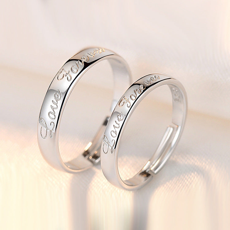 Retro Copper Ring Hand Ornament Eternal Love Letter Ring For Men And Women Fashion Electroplated Simple Band Ring