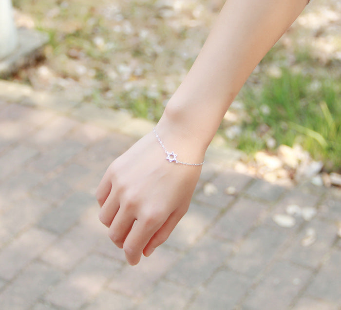 Six Pointed Star Bracelet With Extension Chain Gold