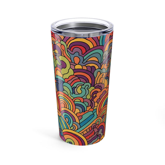 20oz Stainless Steel Tumbler With Double Wall Vacuum Insulation Spill Resistant BPA Free Printed Design Travel Mug