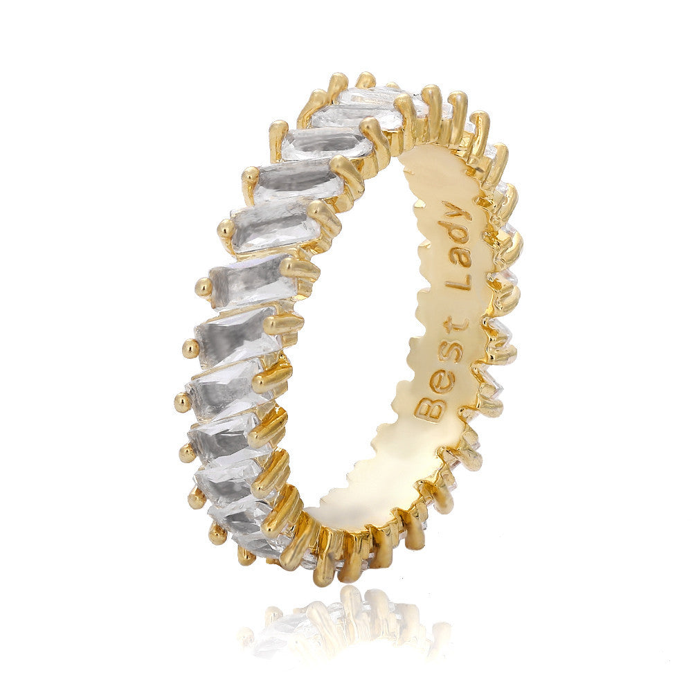 Womens Ring Cubic Zirconia Rhinestone Inlaid Alloy Fashion Jewelry Statement Ring For Women Classic Elegant Accessory