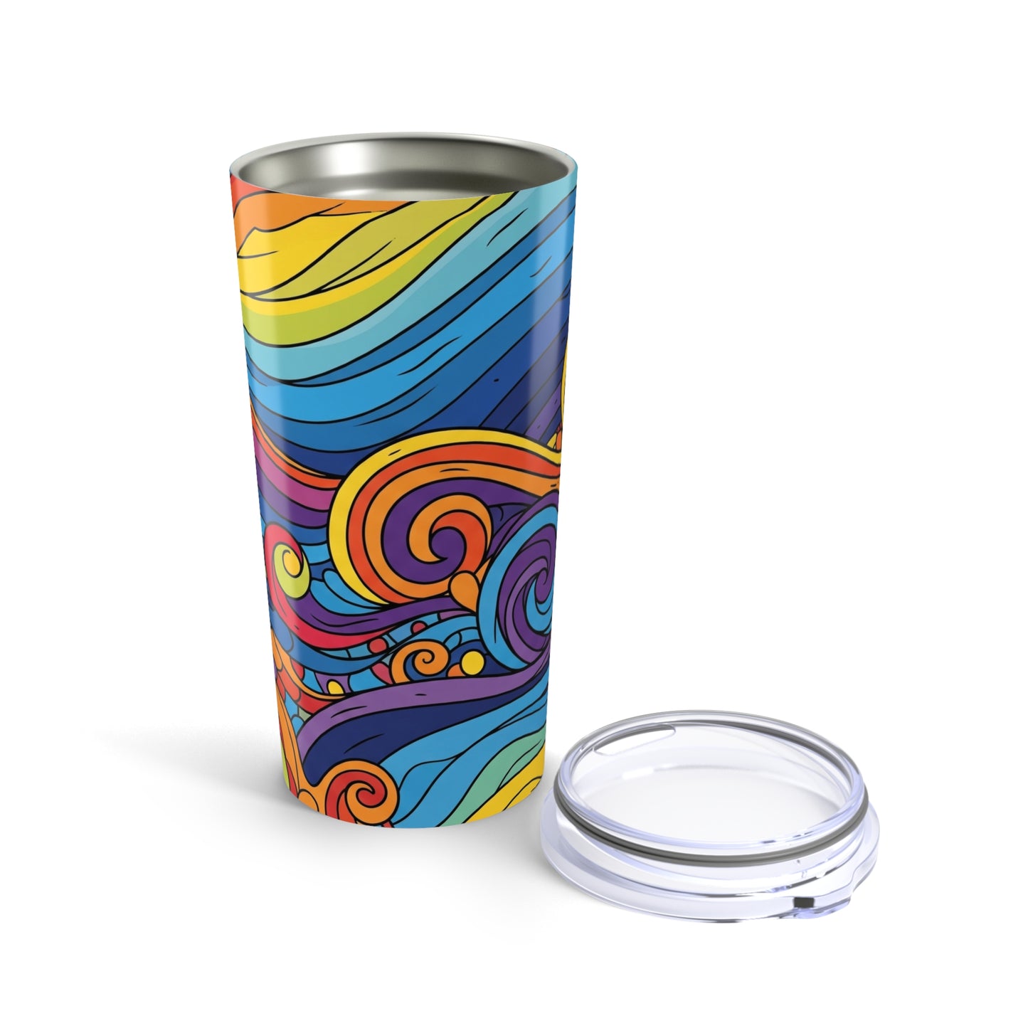 20oz Metal Coffee Cup With Vibrant Printed Art Vacuum Insulated Leak Proof Travel Mug Stainless Steel Dishwasher