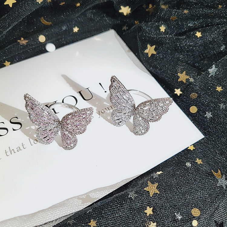 Micro-set zircon butterfly ring