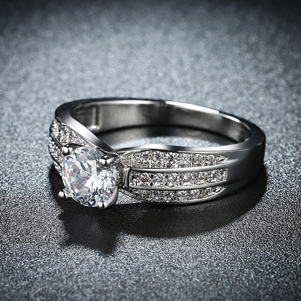 Explosionproof Zircon Couple Ring Eight Claw Heart Jewelry For Europe And United States Modern Gift For Couple