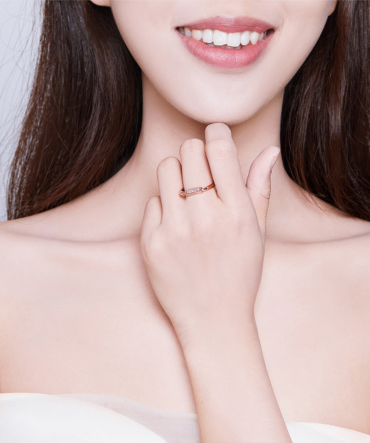 Sterling Silver Letter Ring Rose Gold Plated Initial Ring Thin Band Lightweight Elegant Everyday Jewelry Durable