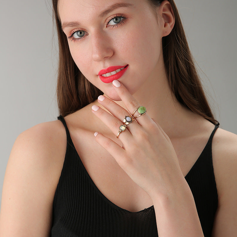 Retro Geometric Ring Set For Women Knuckle Rings Vintage