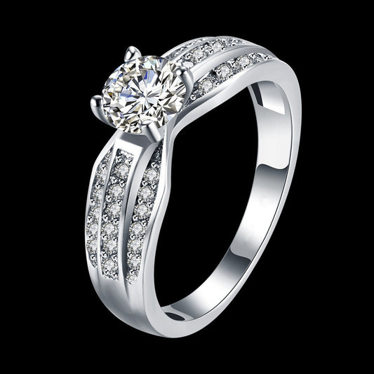 Explosionproof Zircon Couple Ring Eight Claw Heart Jewelry For Europe And United States Modern Gift For Couple