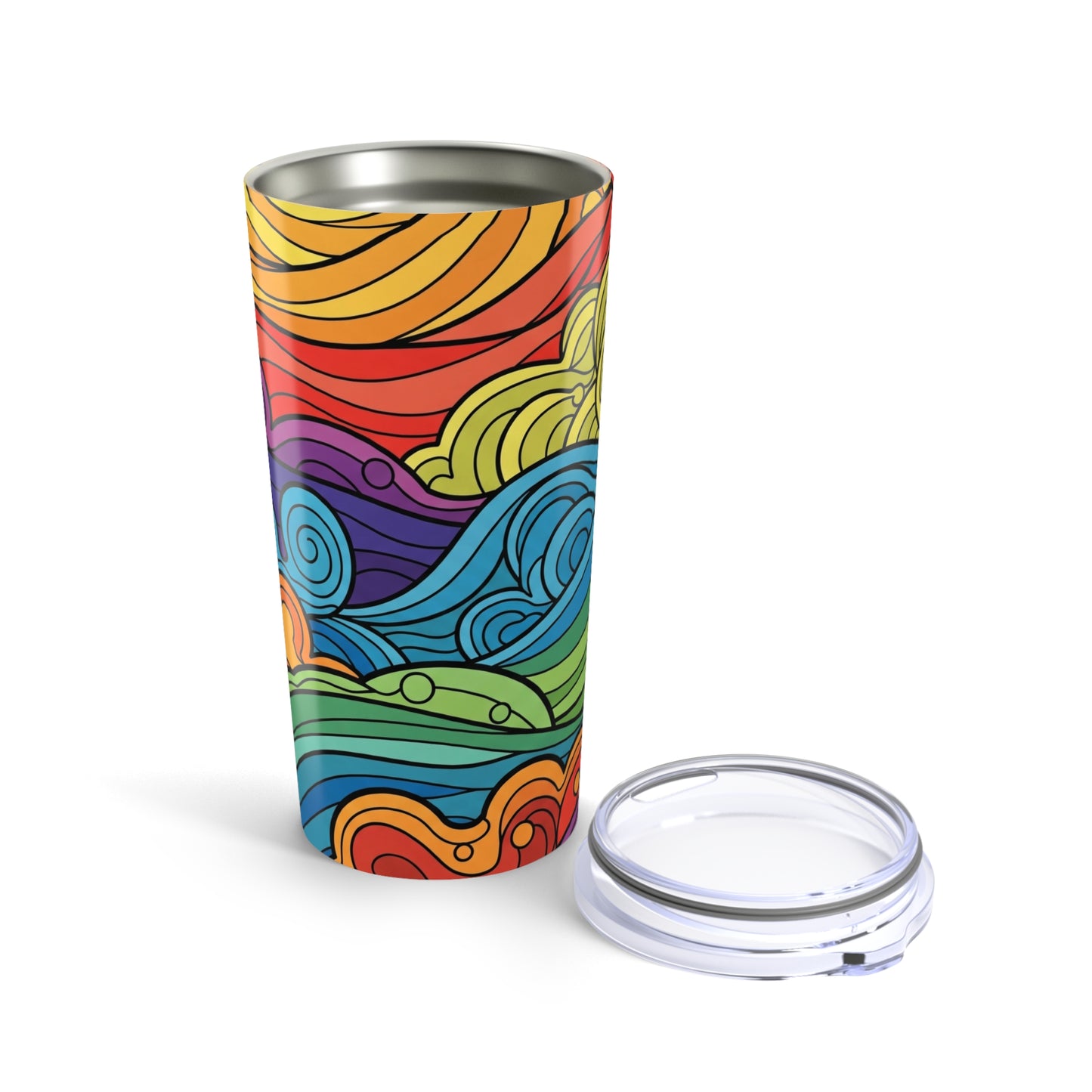 20oz Stainless Steel Printed Travel Mug With Double Wall Vacuum Insulation Leak Proof Durable Dishwasher Safe
