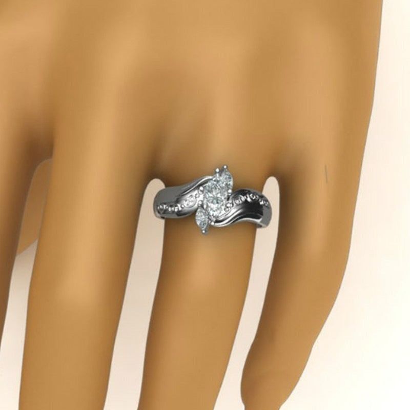 Copper Zircon Bracelet Horse Eye Pattern Ring Jewelry White