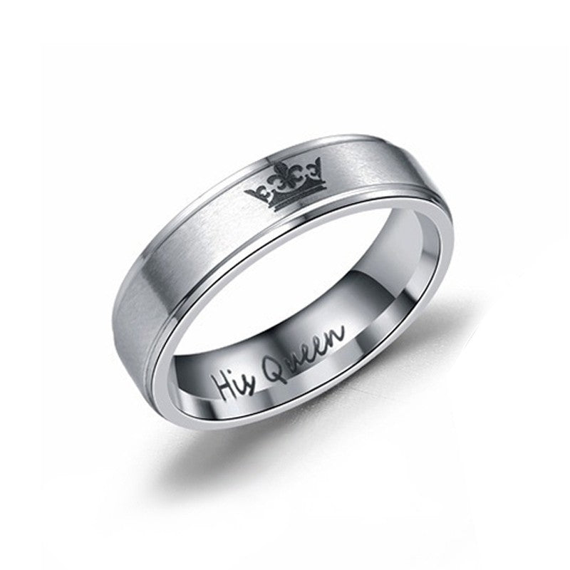 His Queen Her King Couple Rings Stainless Steel Promise Rings For Him Her Matching Anniversary Bands 6mm Width