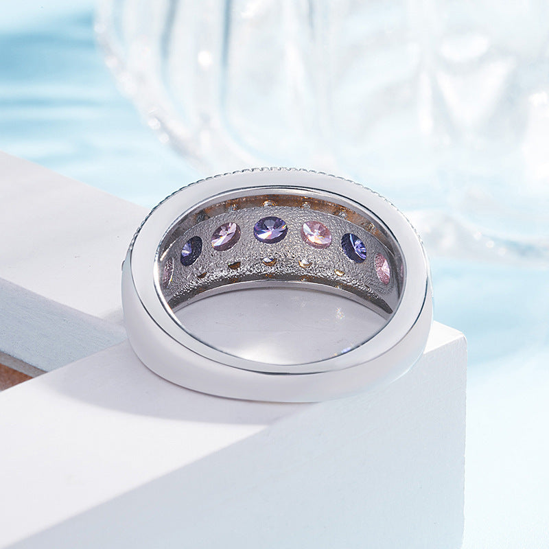 Zircon Color Diamond Copper Jewelry European American Style Geometric Design Electroplated Finish Fashion Shine