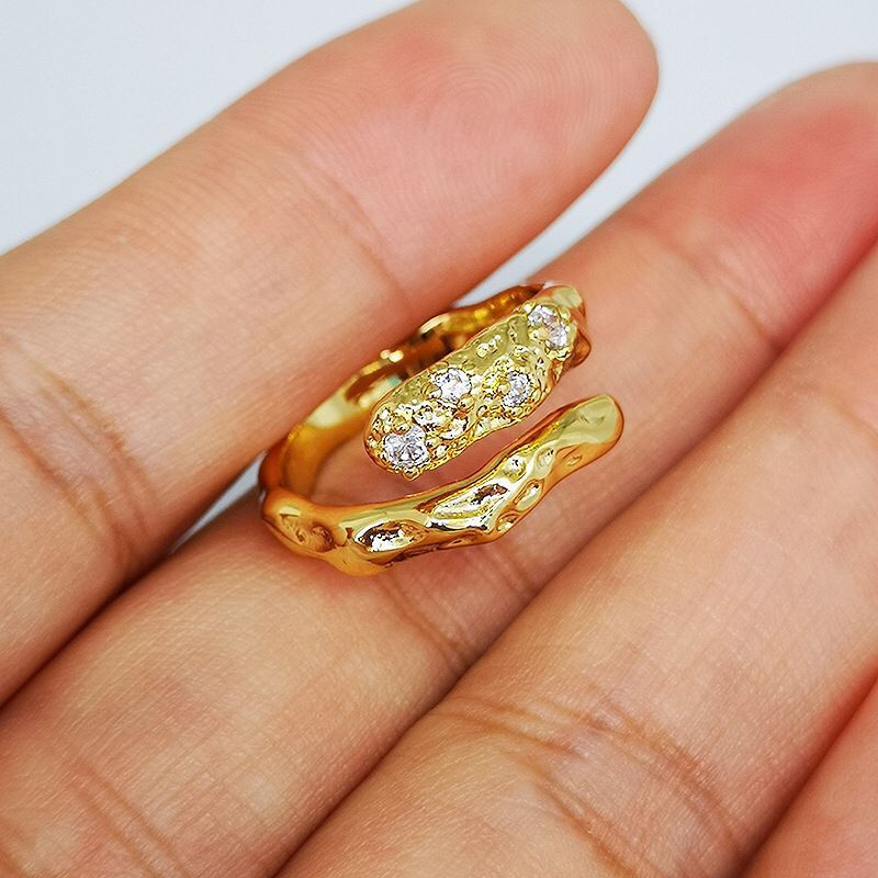 Women 18K Gold Plated Rings Crystal Inlaid Zirconia Gemstone Brass Copper Base Elegant Fashion Jewelry Gifts