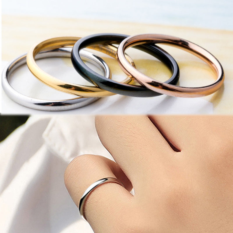 Couple Rings Titanium Steel Simple Smooth Geometric Wedding Bands Electroplated Anniversary Gifts Couples Love