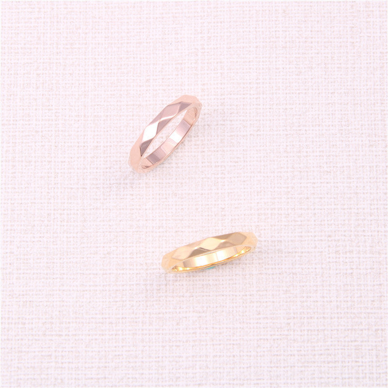 Titanium Steel Geometric Inlaid Ring Women Hypoallergenic