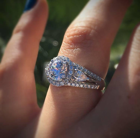 Geometric Zircon Ring Silver Plated Brass Jewelry For Women Size 6 7 8 9 10 Fashion Accessory Gift Pretty Look