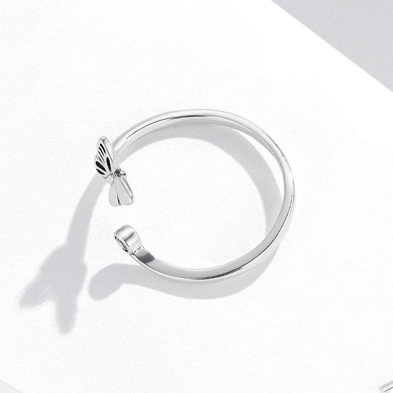 Womens Butterfly Ring S925 Sterling Silver Hollow Insect Design With Zircon Accent Bow Rings High Quality Gift Fashion