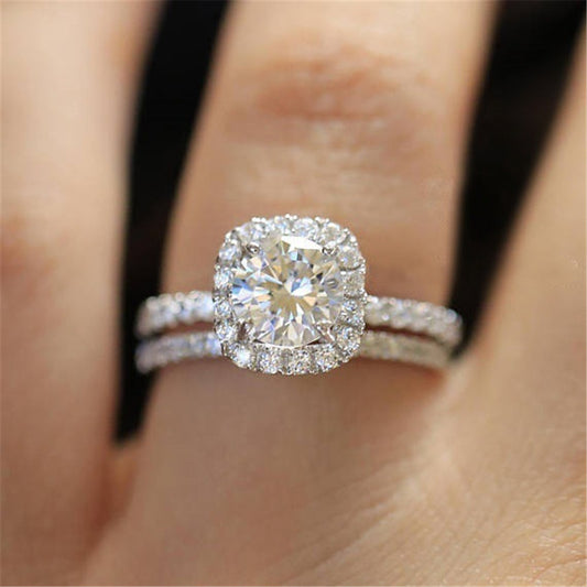 Heart Arrows Crown Ring Silver Tone Alloy With Simulated Diamond Jewelry Gift For Her Womens Fashion Accessory