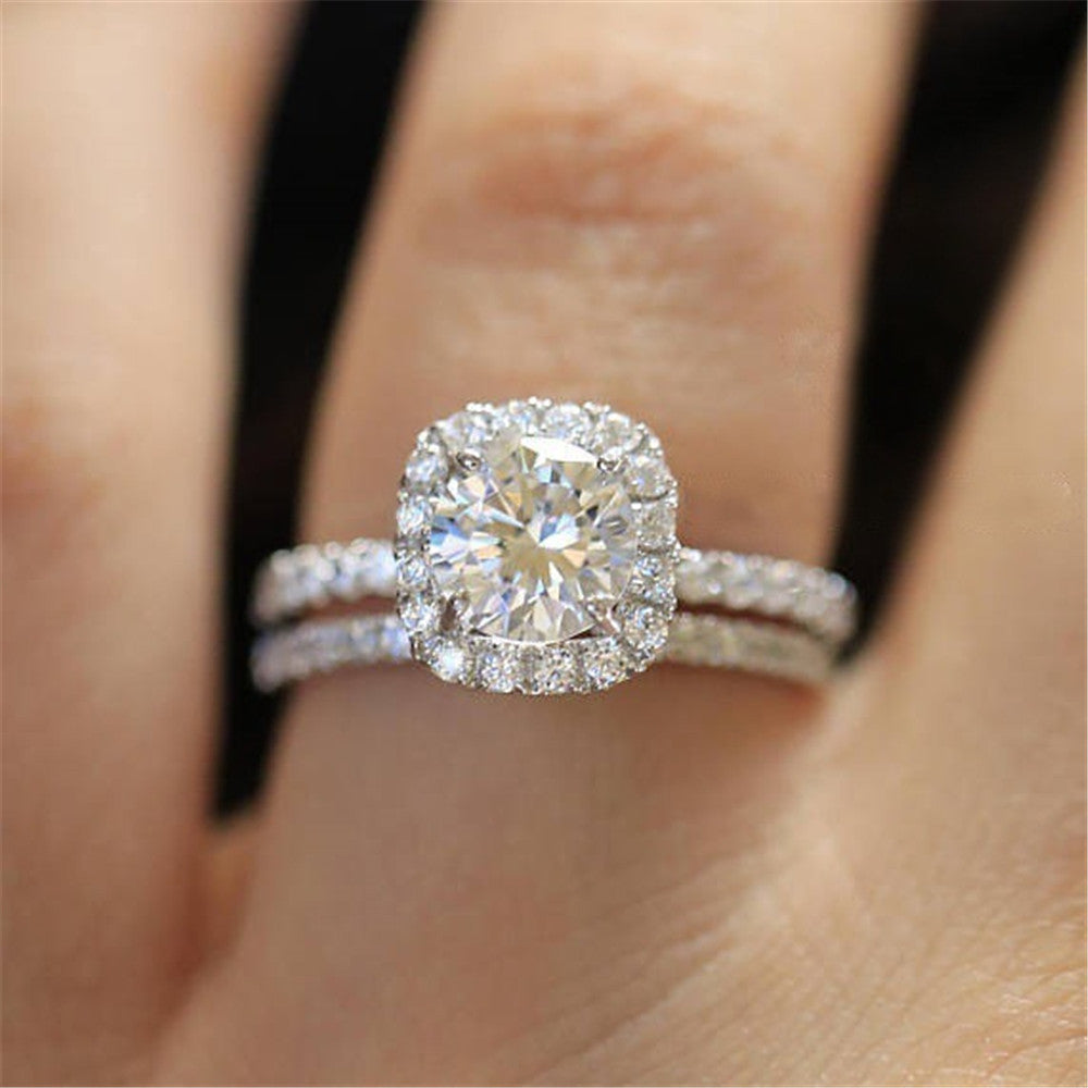 Heart Arrows Crown Ring Silver Tone Alloy With Simulated Diamond Jewelry Gift For Her Womens Fashion Accessory