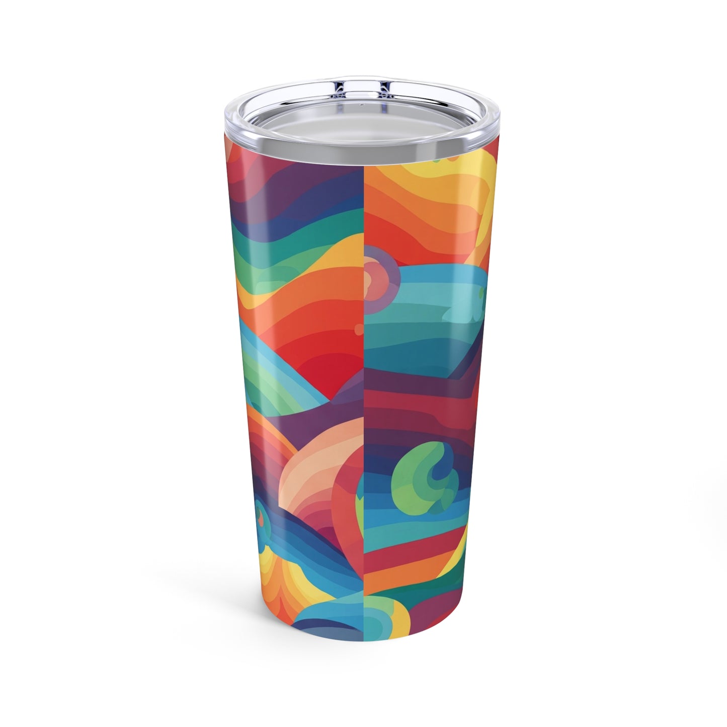 20 Ounce Stainless Steel Tumbler With Double Wall Vacuum Insulation Leak Proof Lid Printed Art Design For Hot Or