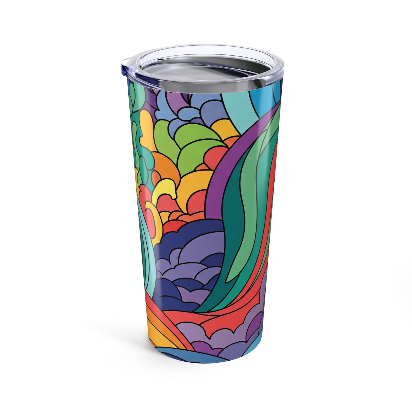 20oz Stainless Steel Printed Tumbler Double Wall Vacuum Insulated Spill Resistant Thermal Travel Mug With Lid