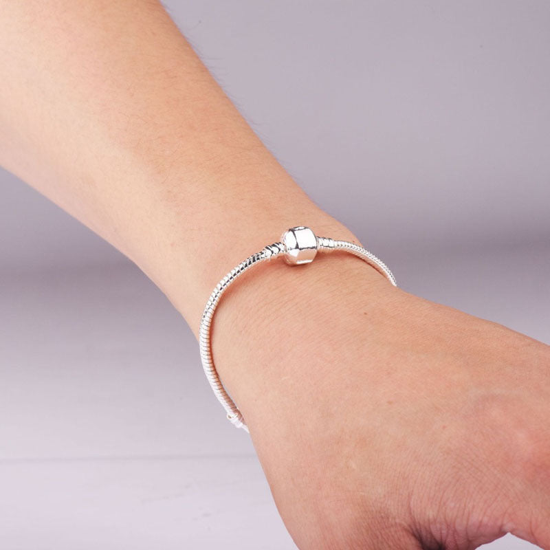 Unisex Beaded Chain Bracelet Copper Plated Silver Fashion Jewelry For Everyday Wear Gift Large Style Accessories