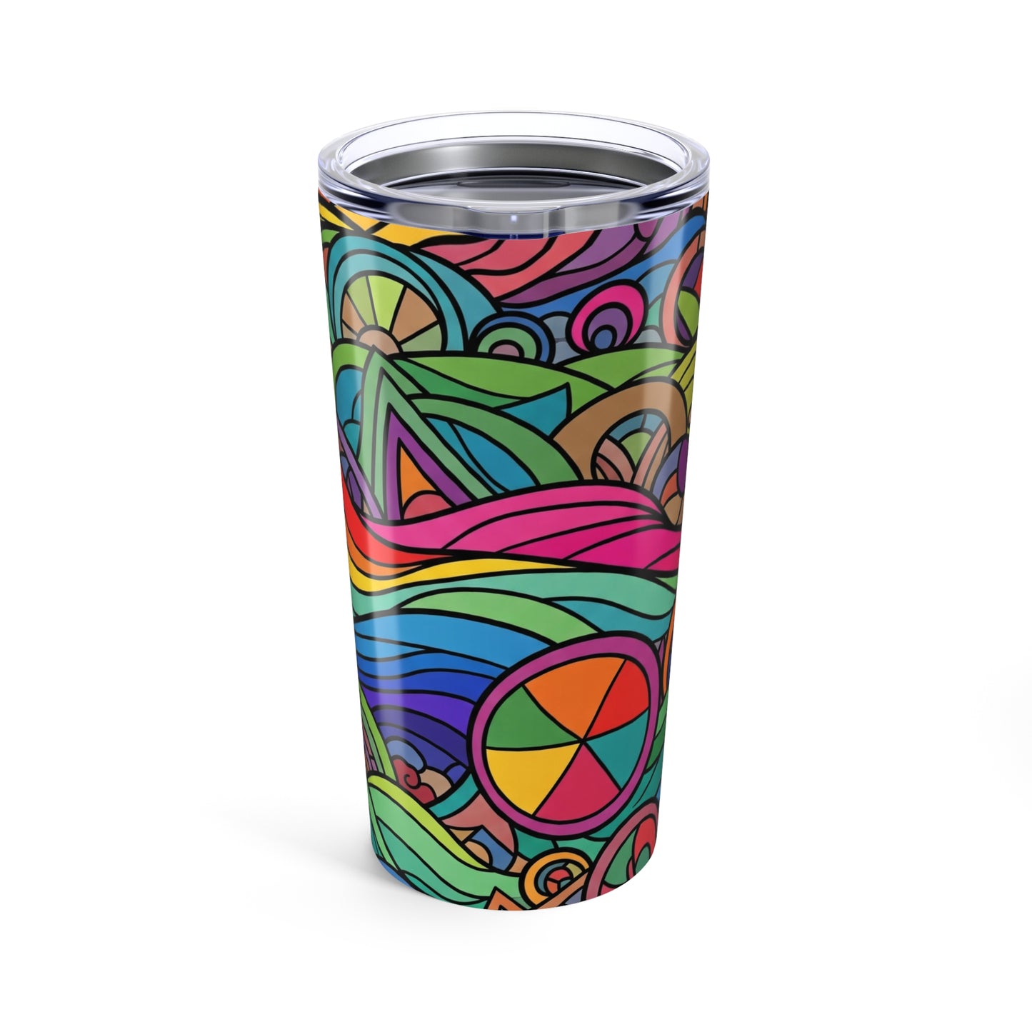 20 Ounce Stainless Steel Tumbler With Printed Design Double Wall Vacuum Insulated Leak Proof Travel Mug BPA Free