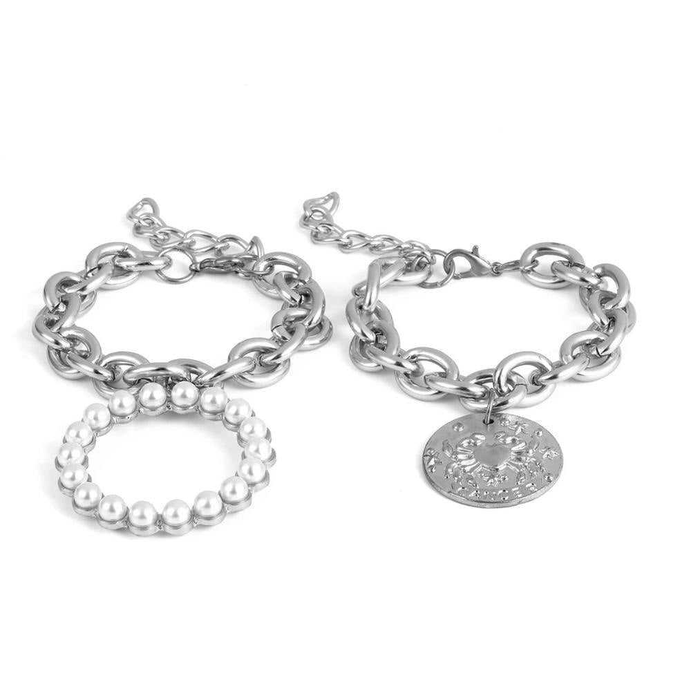 Womens Layered Pearl Like Alloy Bracelet With Exaggerated Crab Geometry Zodiac Charm Jewelry For Everyday Wear
