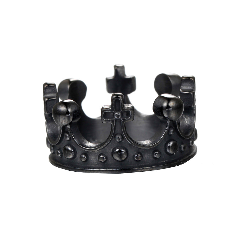 Mens Crown Cross Ring Titanium Steel Retro Design Handmade Jewelry For Everyday Wear Classic Style For Him Now