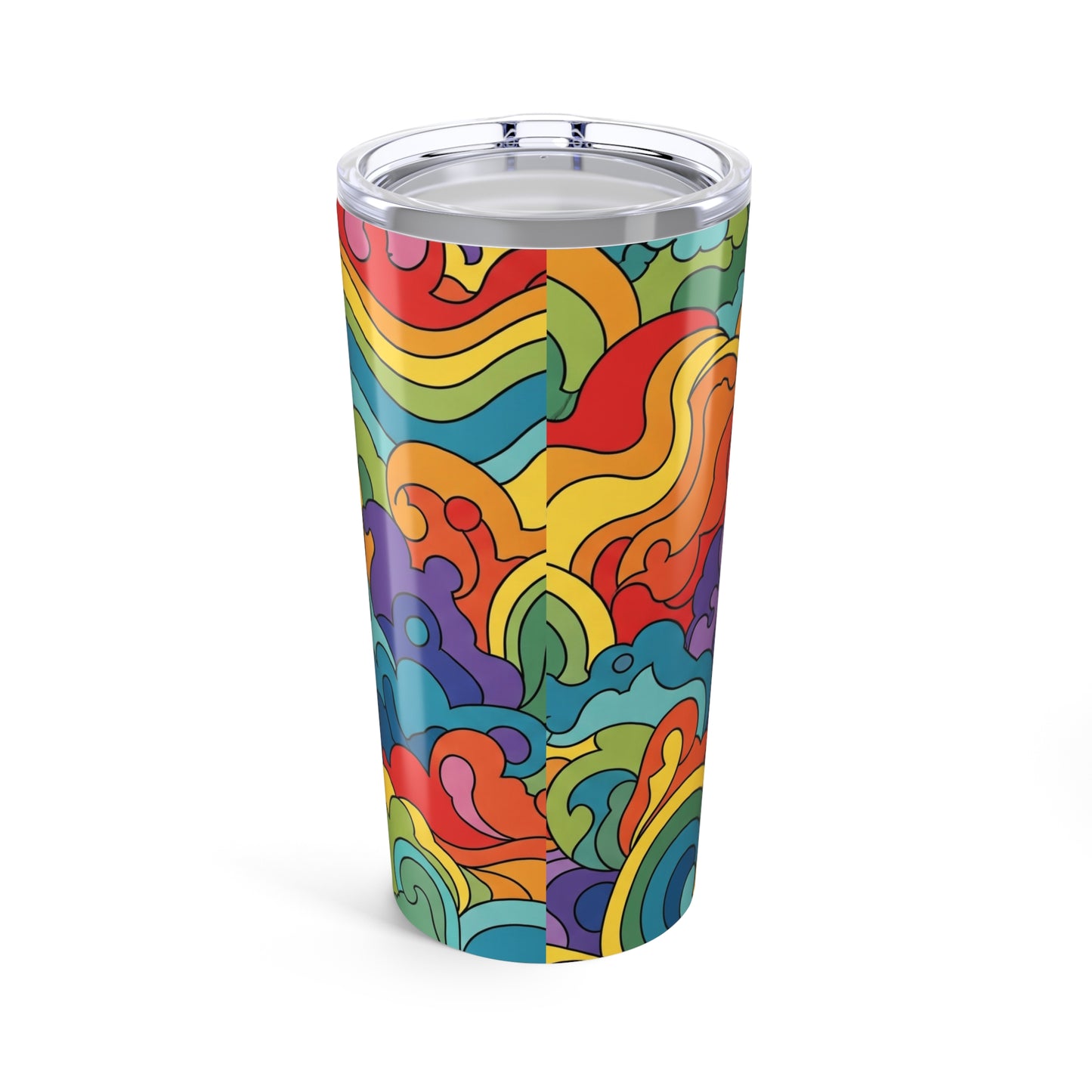 20oz Stainless Steel Tumbler With Printed Design Vacuum Insulated Spill Resistant Lid BPA Free Drink Container
