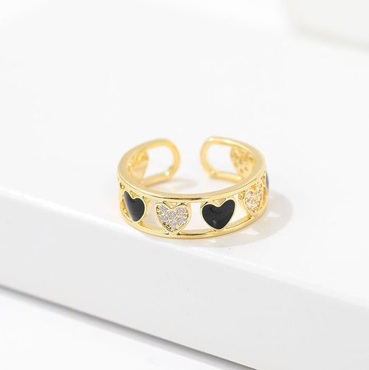 Women Heart Shaped Hollow Ring Copper Electroplated Dainty Elegant Fashion Jewelry Gift For Women Simply Chic