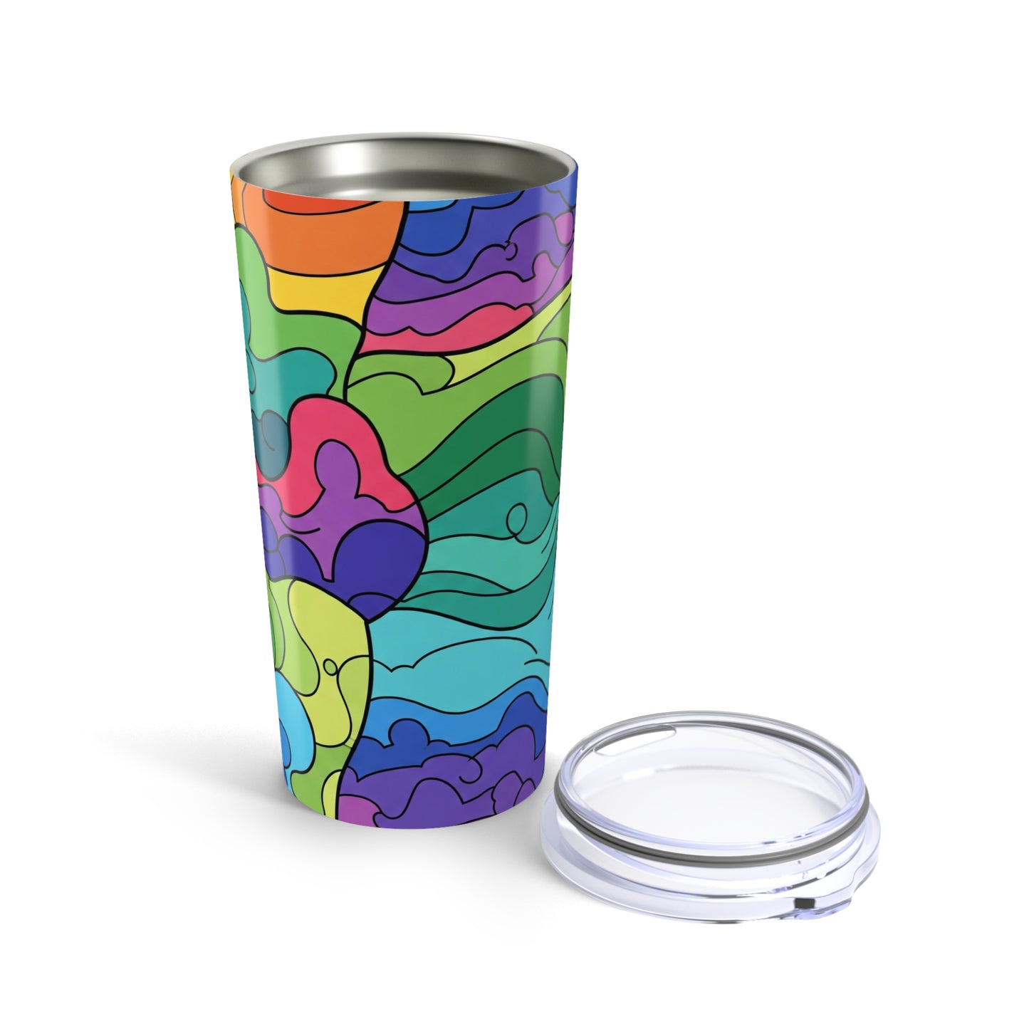 20oz Stainless Steel Tumbler With Printed Design Double Wall Vacuum Insulated Spill Resistant Durable Travel Mug