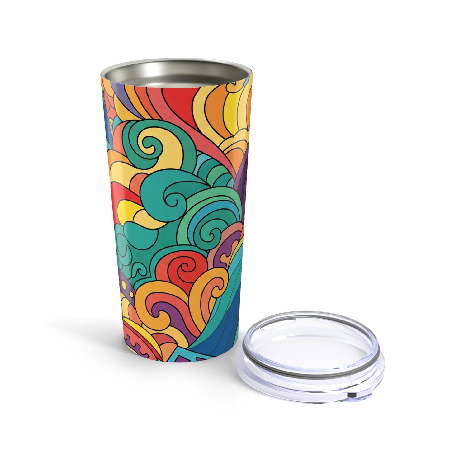 20oz Stainless Steel Tumbler With Printed Design Double Wall Vacuum Insulated Spill Resistant Lid Durable Everyday